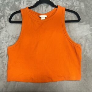 H&M Cotton Ribbed Cropped Tank Top Women’s XL Orange